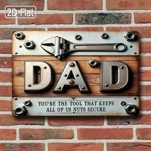 1PC Vintage Tin Sign, DAD Humorous Quote, Rustic Wood Background, Funny Wall Art, Perfect Gift For Dad, A Unique Father's Day Decoration For Home, Man Cave, Or Office, 2D Flat, 8x12 Inches / 20x30 Cm
