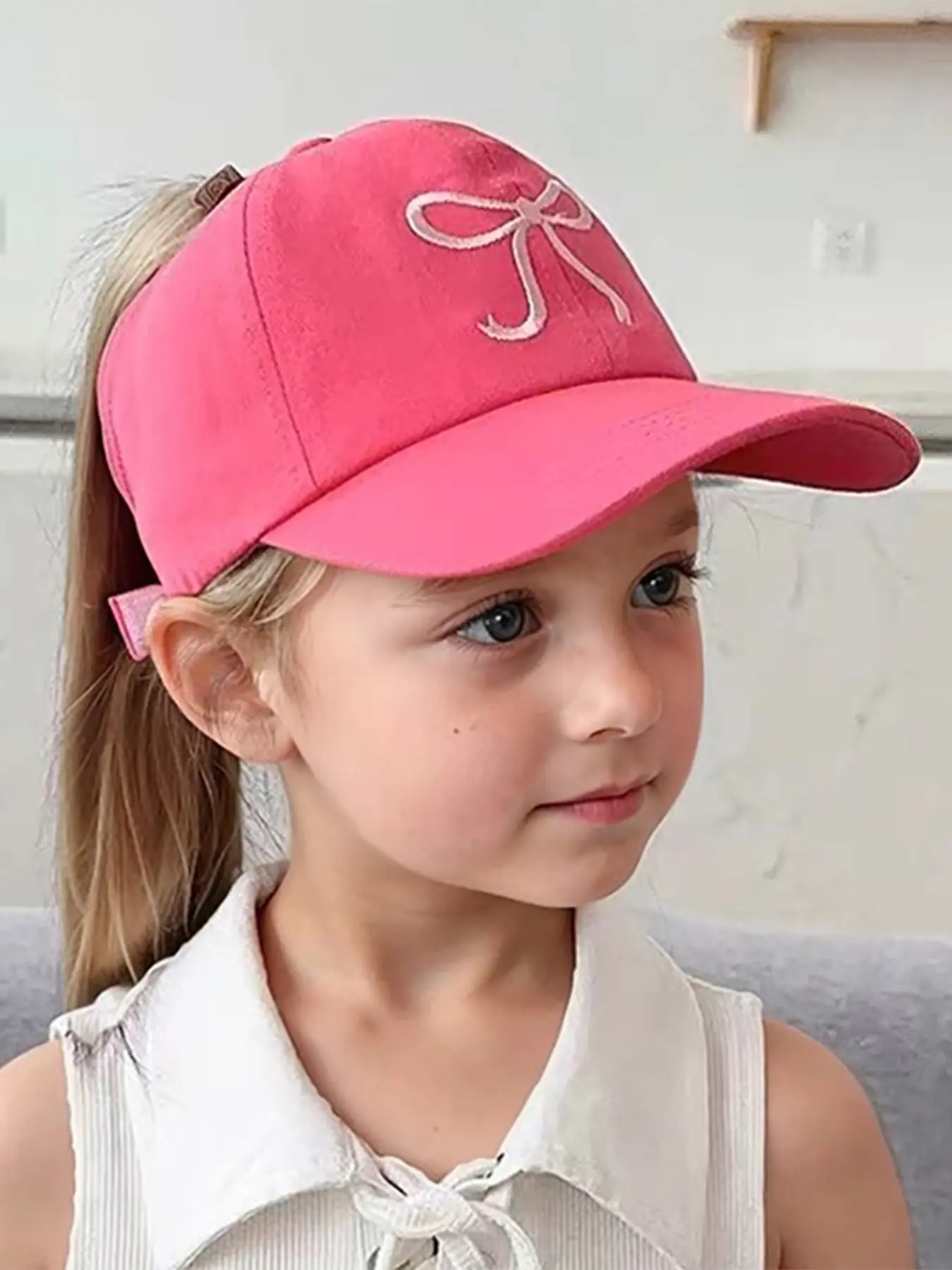 Sun Hat Spring Summer Thin Cartoon Cute Bowknot Baseball Cap, Funny Cap, Toddler Cap, Casual Outdoor Play Walking Travel Riding for Kids 4-8 Years, Breathable Polyester Caps