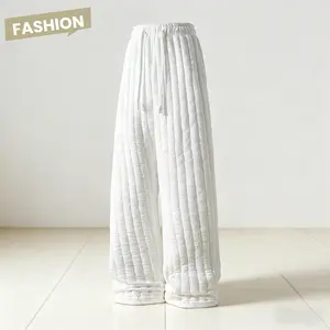 Men's Casual Loose Fit Pleated Joggers - Autumn New Heavyweight Sweatpants with Wrinkle Design for Everyday Wear casual comfy loose fitting trouser Menswear Stylish White