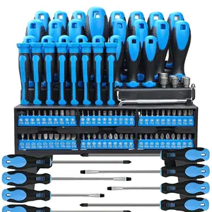 100 Pieces Magnetic Screwdriver Set, Screwdriver Set with Plastic Holder, Precision, Slotted, Phillips, Hex, Pozidriv, Torx Screwdriver Set and Magnetizer Demagnetizer DIY Tools Tool Gift