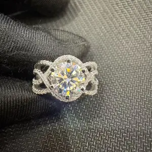 US LC | 4CT Silver Infinity Halo Moissanite Engagement Ring BYC-R1002-S4CT