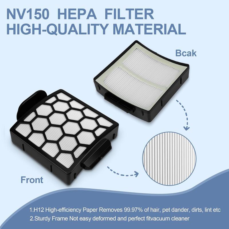 Filter replacement for Shark Navigator Zero-M Self-Cleaning Brushroll Pet Pro Upright Vacuum ZU60 ZU62 ZU62C NV251 NV255 NV150 NV151, Replaces Part # 1238FT60 1239FT60, 2 HEPA + 6