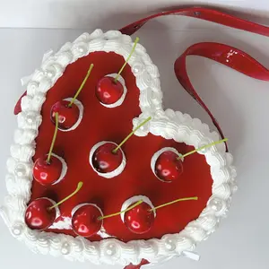 Heart-Shaped Vintage Cherry Cake Purse
