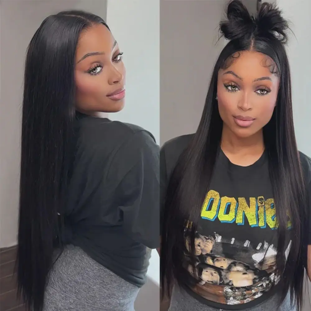 [HOT] 13x4 13x6 Glueless Transparent Lace Frontal Wig PrePlucked Ear To Ear Natural Hairline HD Lace Skin Melted Silky Straight Human Hair Wigs