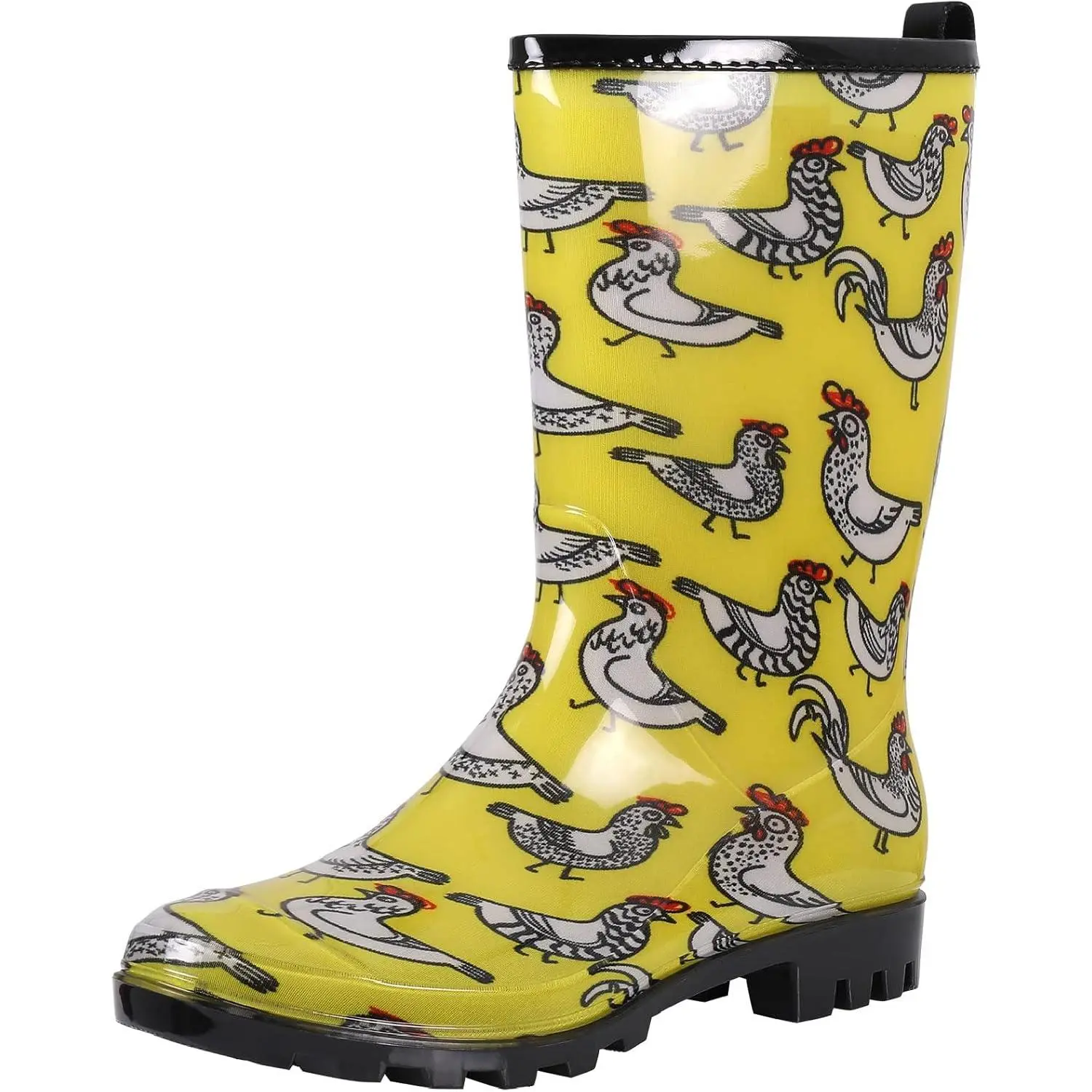 Colorxy Women's Waterproof Garden Rain Boots - Colorful Floral Printed Mid-Calf Garden Shoe Classic Short Wellies Rainboots