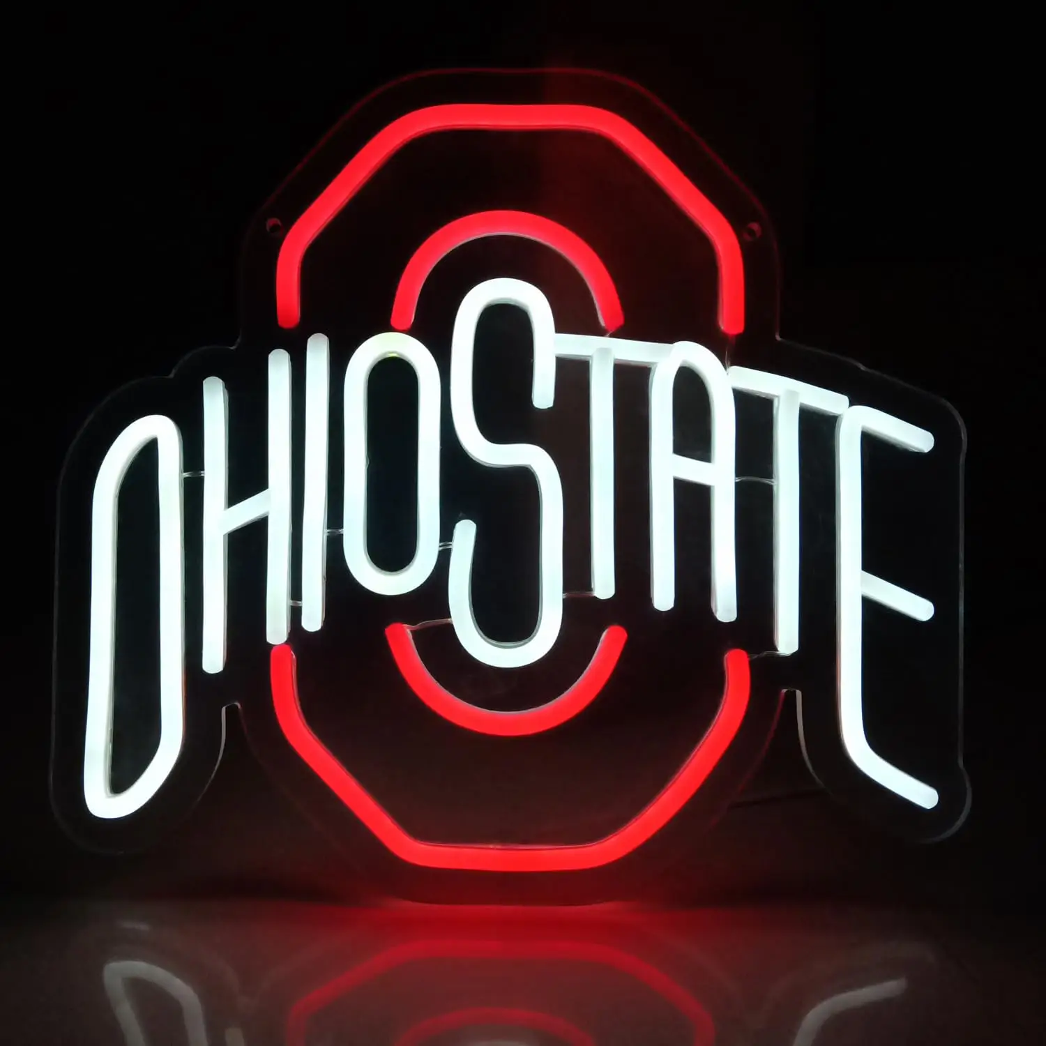 Ohio State Neon Sign, USB Powered Dimmable LED Football Neon Light, Football Neon Sign for Bar, Living Room, University Dormitory & Home