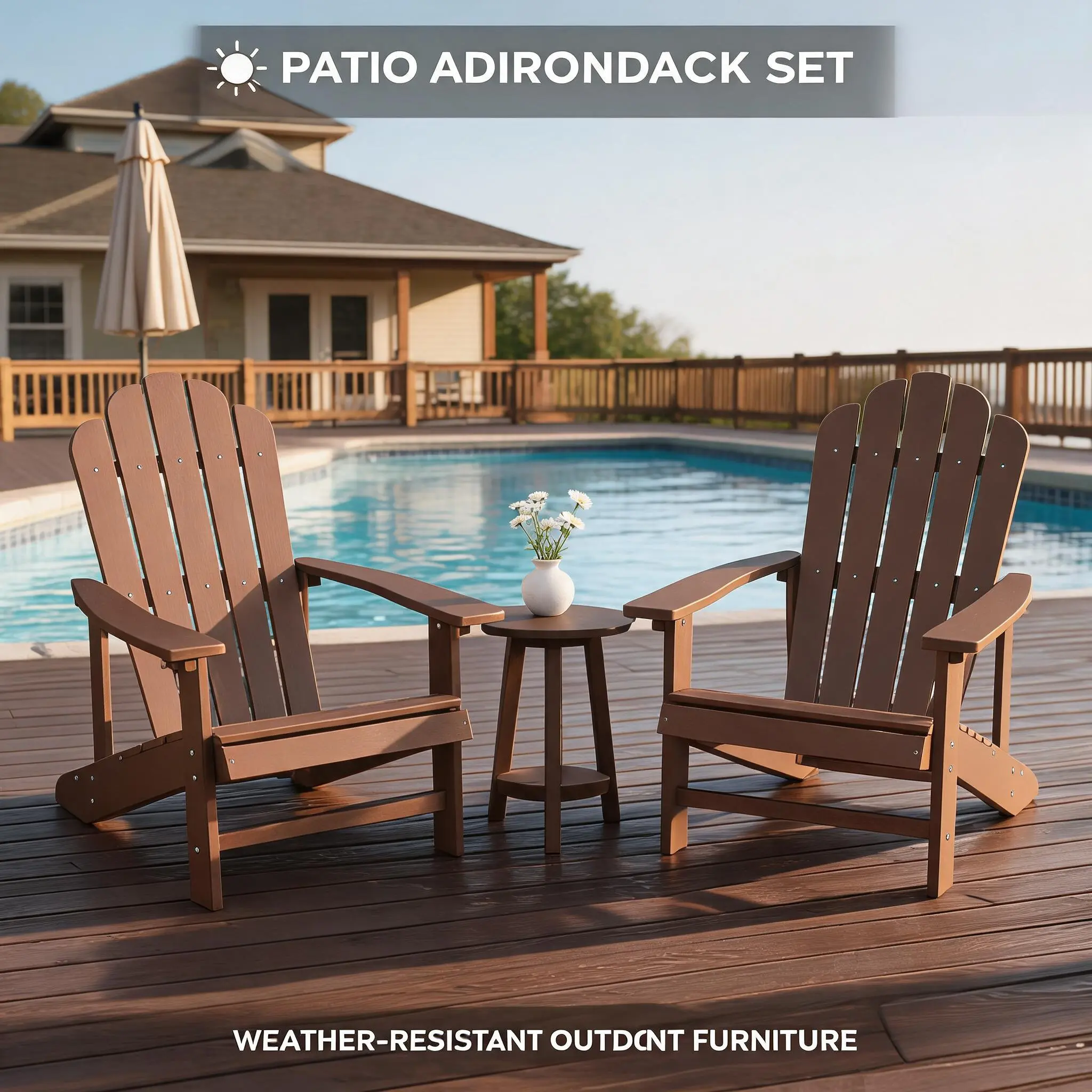 Adirondack outdoor chairs, 1 piece, weather-resistant, patio fire pit chair, sturdy outdoor chairs, lawn chairs, easy assembly, 350 lb capacity, for outdoor patios and yards