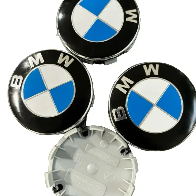BMW Classic Blue and White 68mm Wheel Center Caps (Set of 4) - 5x120 Fit for BMW Models, Automotive Car Parts with Classic Design, Car Exterior Aesthetic Boost Accessories