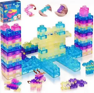 Soft, squeezable, transparent silicone building block toys for kids—educational, tactile, and fun to assemble.