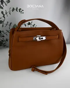 Classic Luxe Adjustable Shoulder Bag - Genuine Calf Skin Leather Handbag with Polished Silver-Tone Hardware & Spacious Interior - Commuter Purse