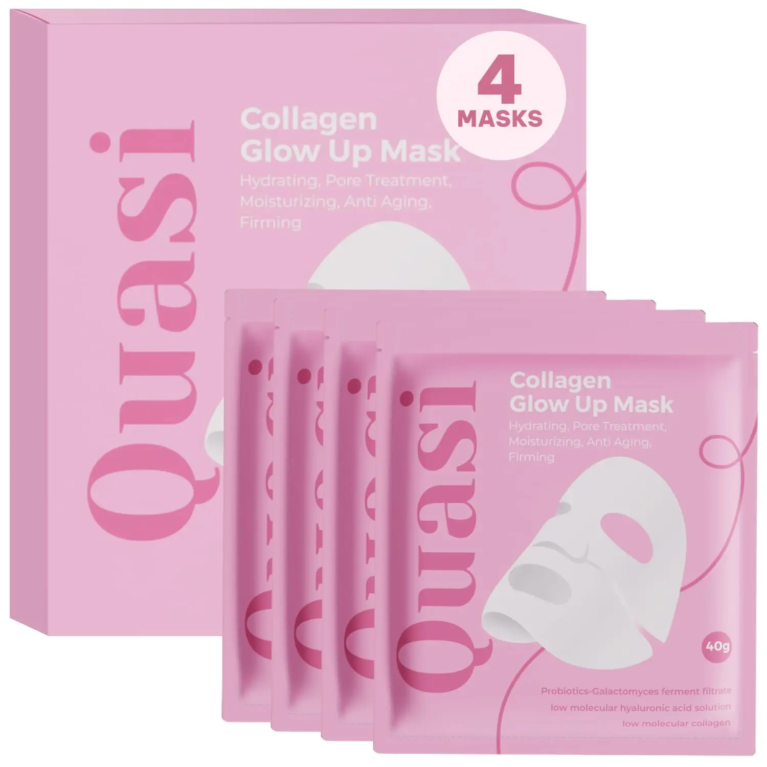 Quasi Bio Collagen Overnight Hydrogel Face Mask - Deep Hydration & Moisturizing Facial Mask Lightweight Moisture