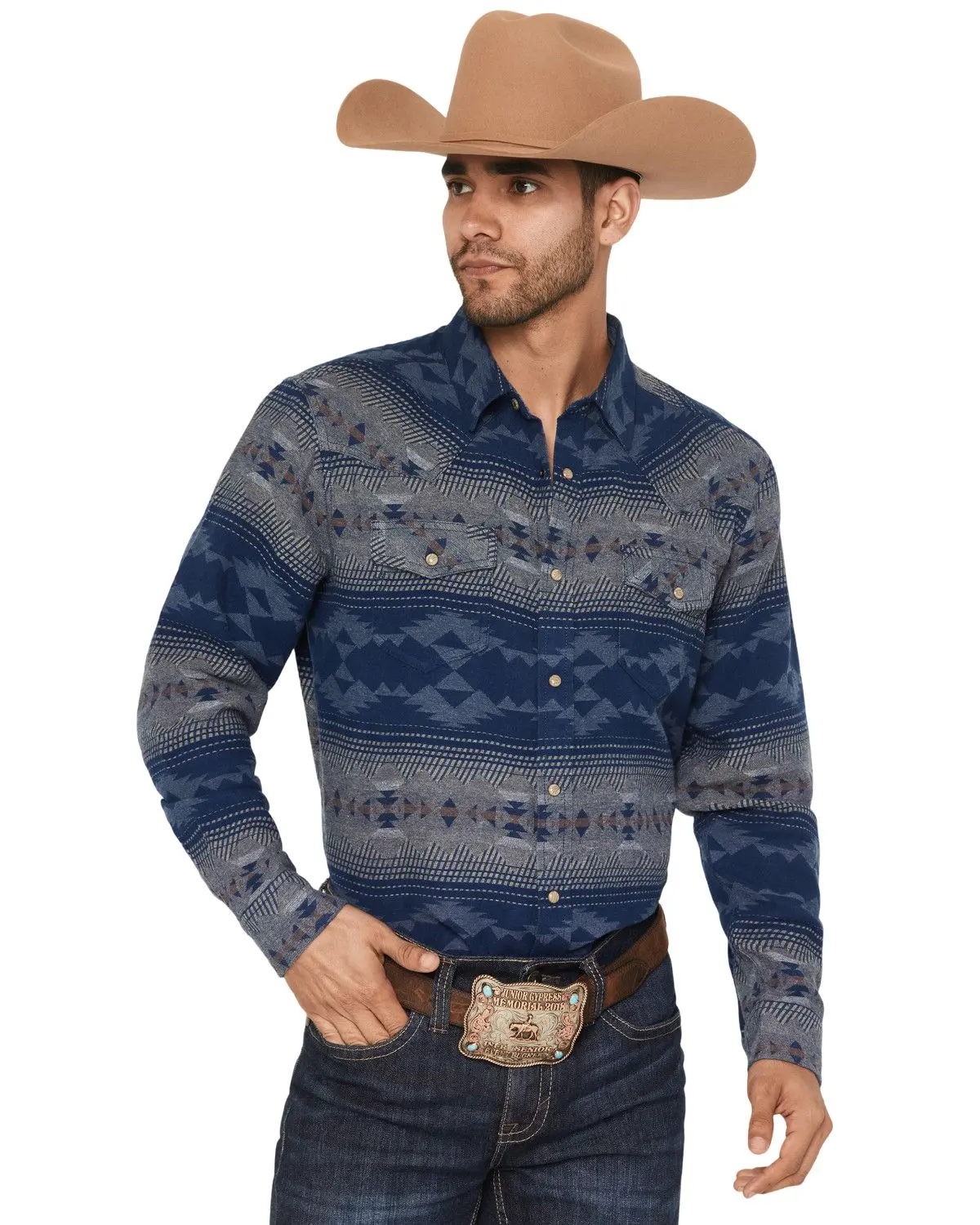 Cody James Men's Men'S Arrow Bear Southwestern Long Sleeve Snap Flannel Shirt - Cjfa23fl6-Bl-T