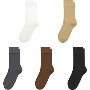 Viscose Bamboo Kids Crew Socks School Anti Odor Socks for Boys Girls Uniform Light Weight Flat Seam Socks 5 Pairs