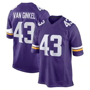Minnesota Van Ginkel 43 Purple/White Football Player Game Jerseys, Sports Stitched T-shirts Top for Men Women Youth Boys Girls