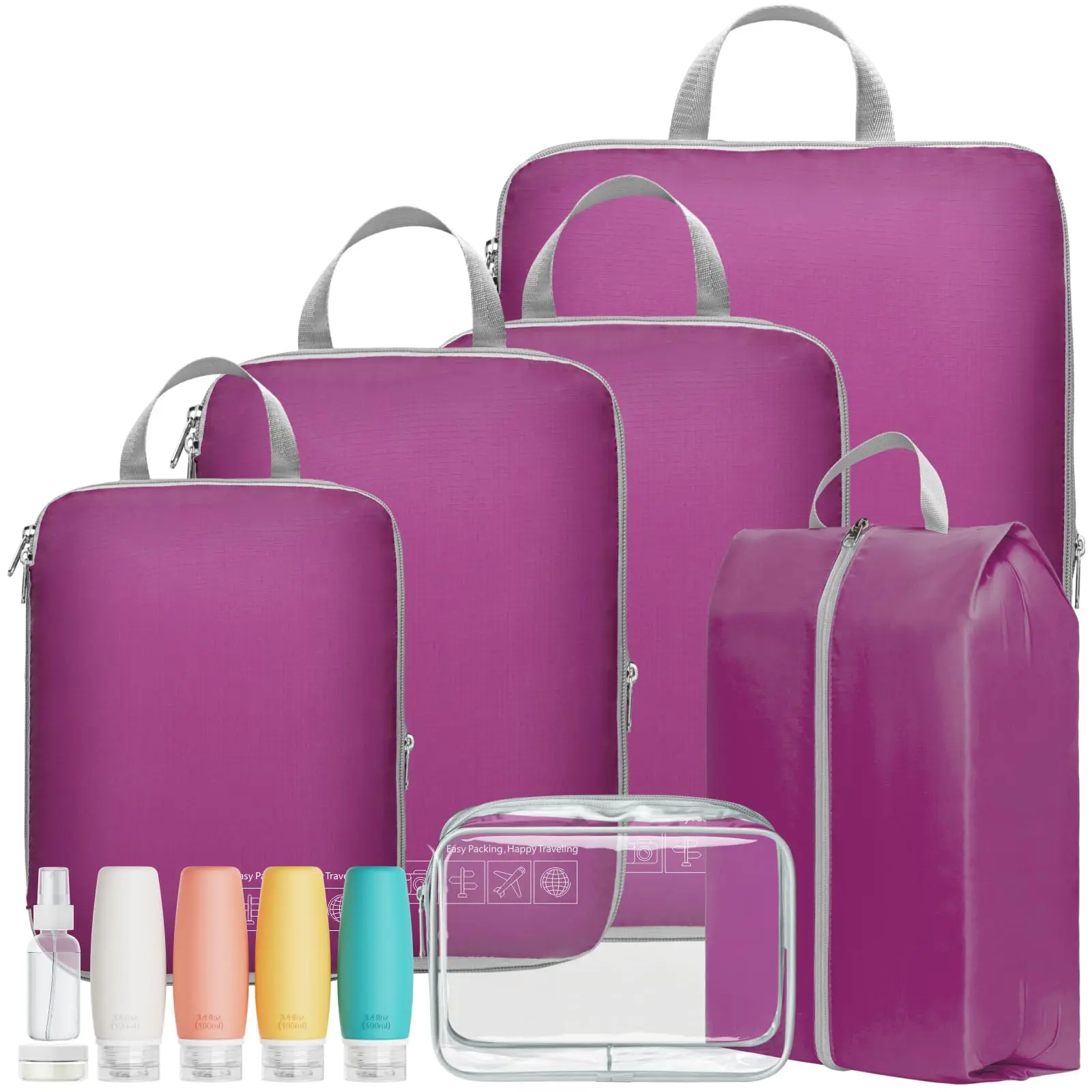 Compression Packing Cubes for Travel - 6 Set Travel Bags Luggage Organizers Travel Essentials Compression Cubes for Carry on Suitcases