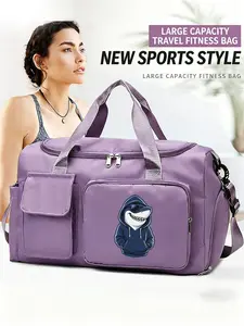 Shark Pattern Multifunctional Handbag, Large Capacity Lightweight Crossbody Bag with Independent Shoe Compartment. Stylish & Durable Strap, Ideal for Sports, Fitness, Travel & Daily Use, Perfect Festival Gift