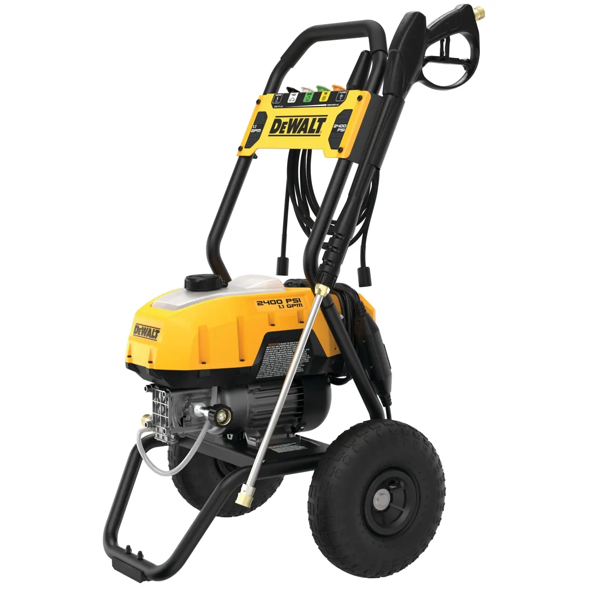 Dewalt-Black & Decker DWPW2400 Portable High Pressure Washer, 2400 Max PSI Blast Turbo Nozzle High-Pressure Waterjet Jet Cleaner, 57 lbs., Built-in Storage, 10 in. Pneumatic Wheels, Integrated Soap Tank (Cleaning Equipment Trade Association-Aligned), 2400