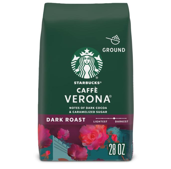 Starbucks Caffè Verona Dark Roast Ground Coffee, 100% Arabica, 1 Bag (28 oz) - Perfect for Beverages - Bean