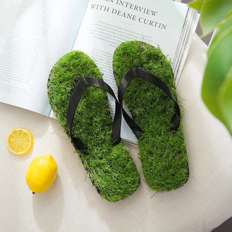 Lawn Slippers | Couples' Artificial Grass Slippers | Creative Grass Home Slippers | Advertising Beach Slippers | Decompression Slippers Summer Summer