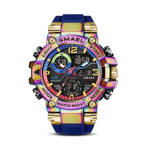 Men's Colorful Punk Style Quartz Watch, Jumpstart sale Multi.Functional Waterproof Dual Display Wristwatch, Tren，sportive analog-digital quartz watch, Birthday Gift with Gift Boxfashionable wristwatch multifunctional men