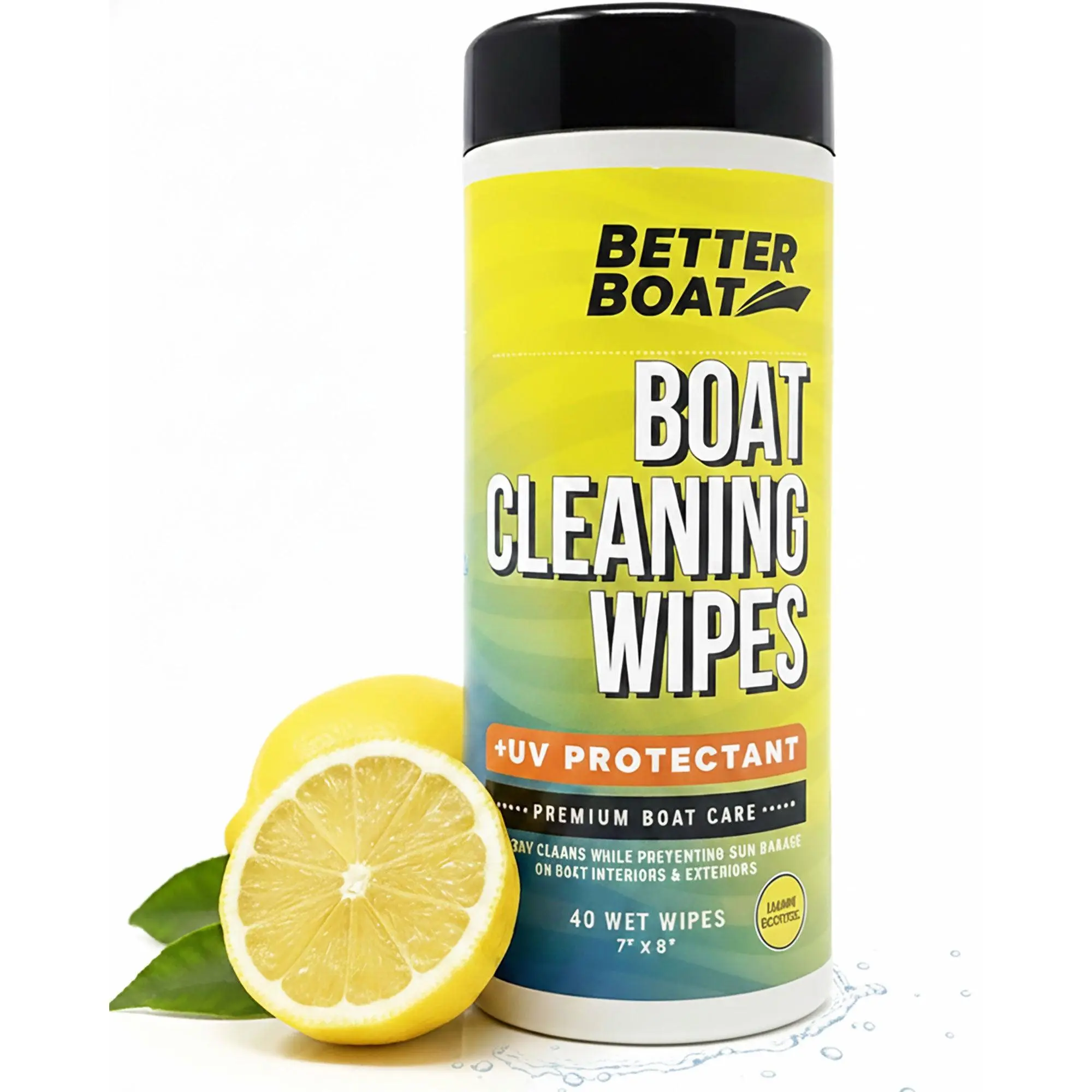 Better Boat Individually Wrapped Cleaning Wipes with UV Protectant for Boat Cockpit, Cabin & Seats - Safe for Fiberglass & Vinyl