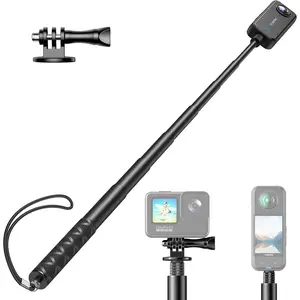 130cm Invisible Selfie Stick, Extended Selfie Pole Compatible with Insta360X4,Insta360X5, , DJI, Action Cameras,1/4" Portable Extendable Monopod Pole with Buckle Mount and Wrist Strap