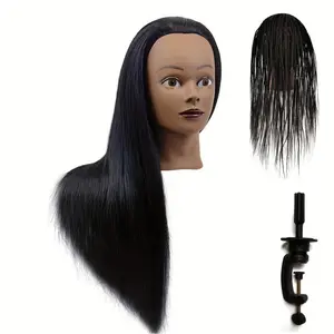 23inch 75% Real Hair Training Head With Sturdy Clamp And Tools, Beauty Mannequin Head For Styling Braids, Curls, Cutting Practice, Christmas Gift