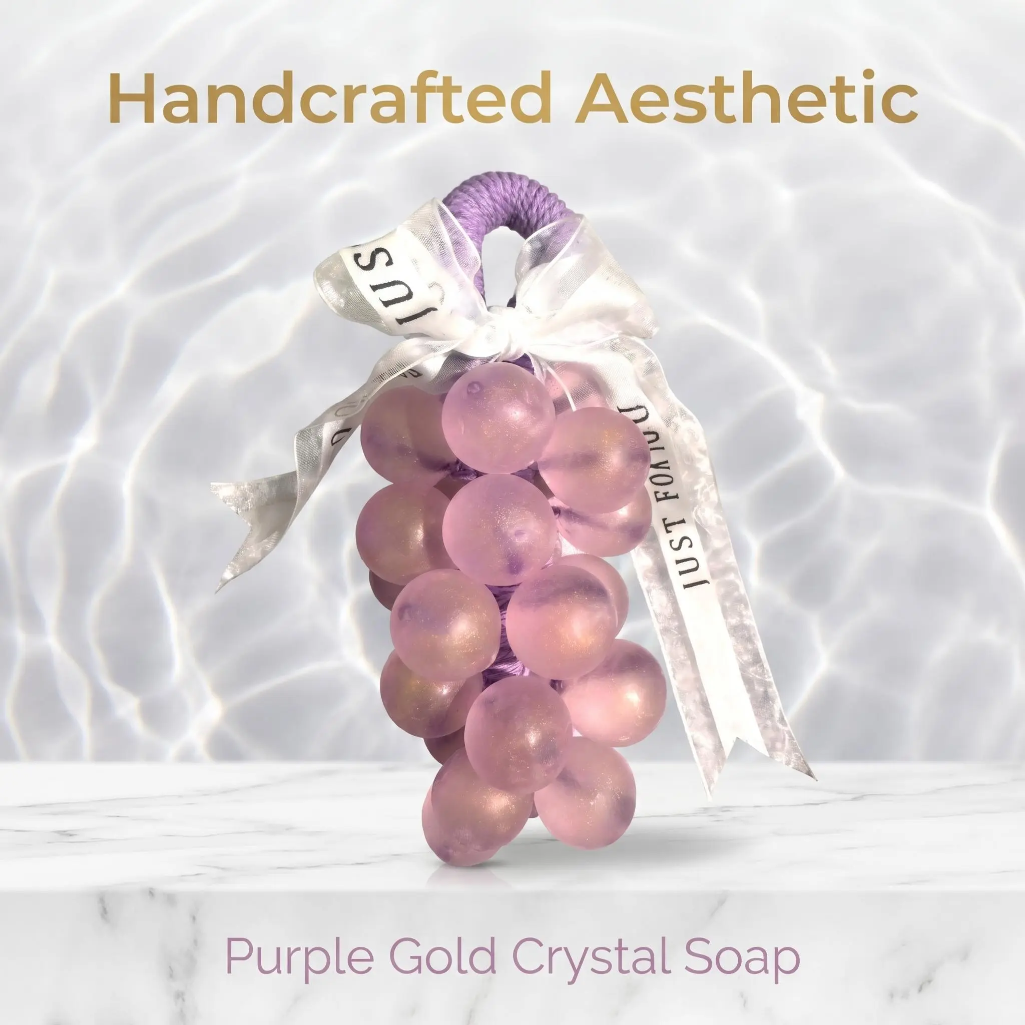 Purple Gold Grape Handmade Soap on a Rope - Luminous Water Lily ASMR Gift