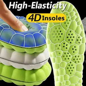 4 Pairs of 4D Sports Insoles, Soft and Breathable, High Elasticity, Shock Absorbing Insoles Footwear Comfort