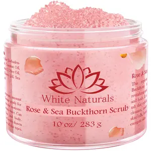 Organic Rose & Sea Buckthorn FACE & BODY SCRUB, Natural & Pure Exfoliating Scrub for Soft & Smooth Skin, Infused With Essential Oils, Moisturizer for Women & Men, Removes Blackheads, Acne & Dead Skin