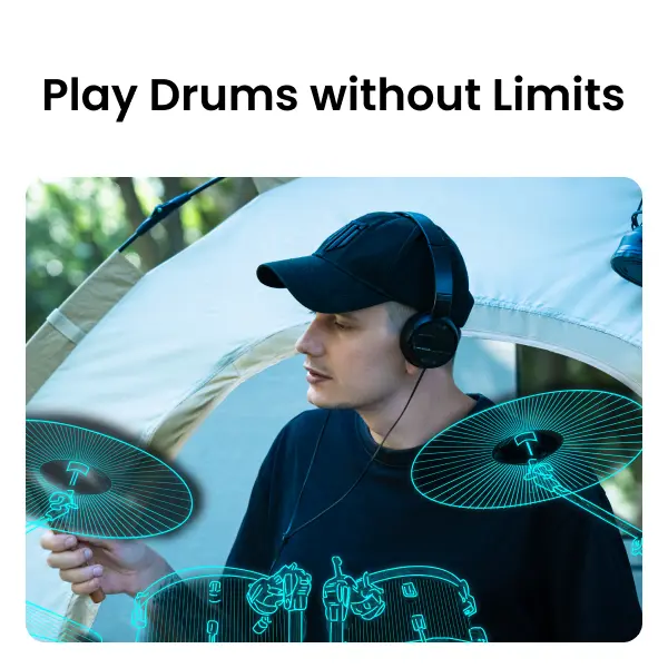 AeroBand PocketDrum2Max Electric Air Drum Sticks, Pedals, Bluetooth, USB MIDI Function, Electronic Drum Set for Adults, Kids, Professionals, Gift Percussion Instrument 2