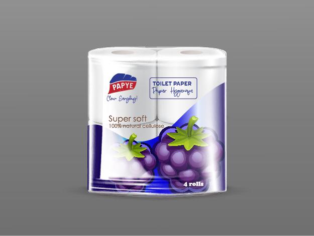 Papy Toilet Paper Super Soft 100% Natural Calories 4 Rolls for Effective Cleaning and Sanitation - Wipes, Sustainable, No Blueberry, No