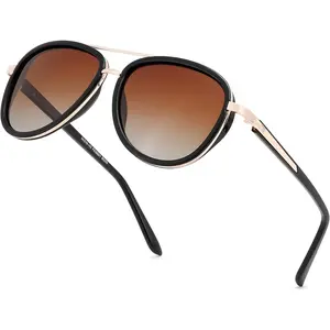 FEISEDY Retro Polarized Aviator Sunglasses for Women Men Vintage Square Sunglass With Classic Style B0259