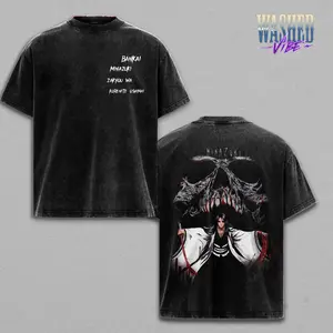 Bleach "Unohana - Bankai Minazuki" Vintage Washed Tee – Unisex Oversized Heavyweight Cotton T-shirt, Acid Wash Anime Graphic for Fans, Otaku Streetwear