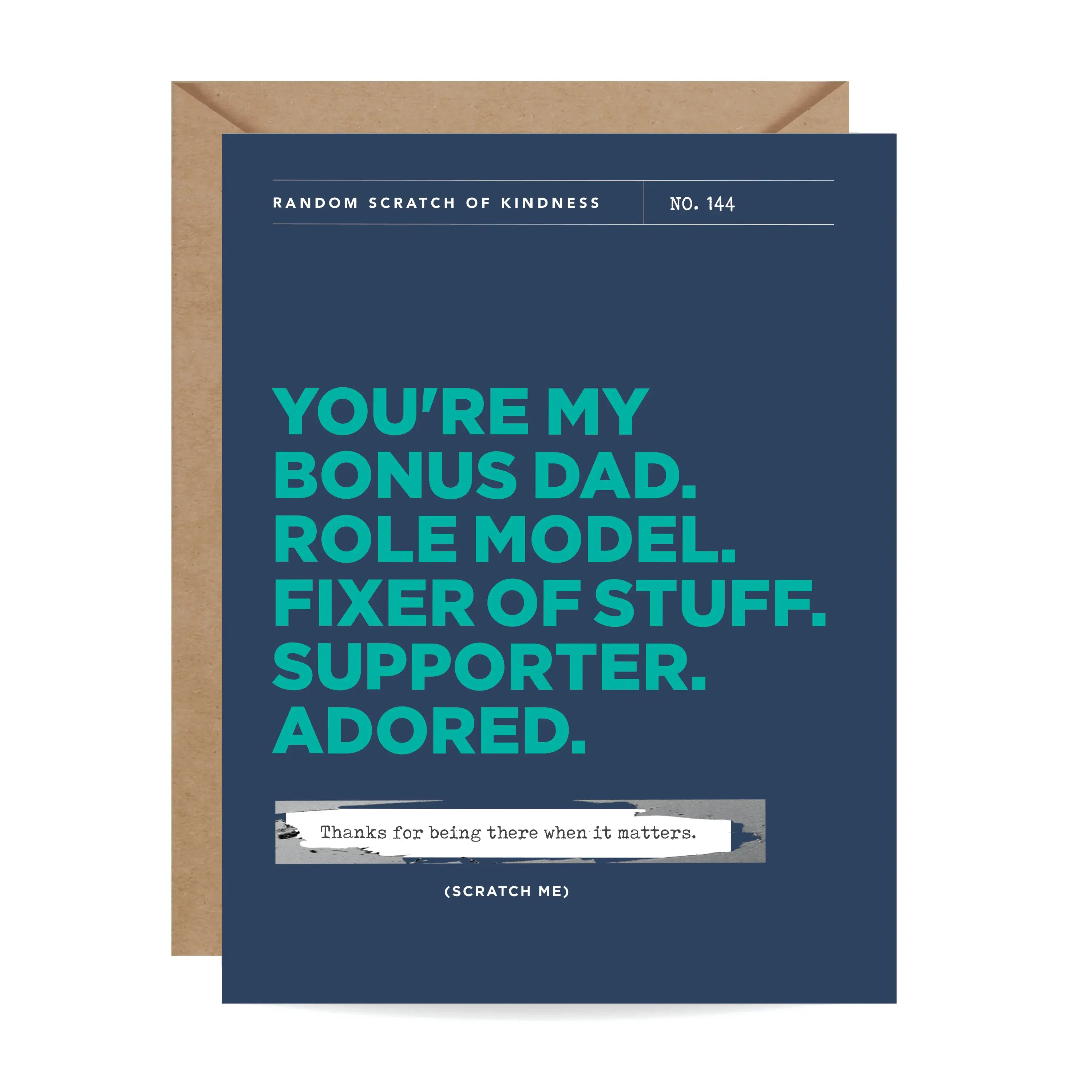 Scratch-Off Bonus Dad Card, Bonus Dad Father’s Day Card, Thank You Stepdad Card, Scratch Off Greeting Card, Surprise Reveal Card, Stepdad Appreciation Card, Father’s Day Card, Gift for Stepdad, Card with Envelope, Interactive Card, Andrew Clothings