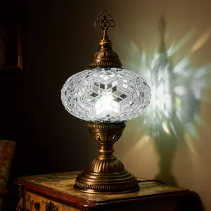 MOZAIST Turkish Mosaic Table Lamp with Bulb Included White Elegant Design for Living Rooms & Bedrooms