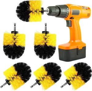 Nylon Drill Brush Attachment Electric Power Scrubber, Multi Purpose Cleaning Supplies for Bathroom Surfaces Tub Grout Shower Kitchen Tile Auto Car