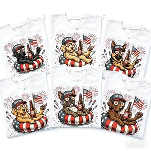 Patriotic Dogs Shirt: 4th of July Dog T-Shirts, 50+ Dog Breeds, USA Flag, America 250, Dog Lover Gift - WHITE TEE # 4th of July # Dog Lover Shirt # Unisex