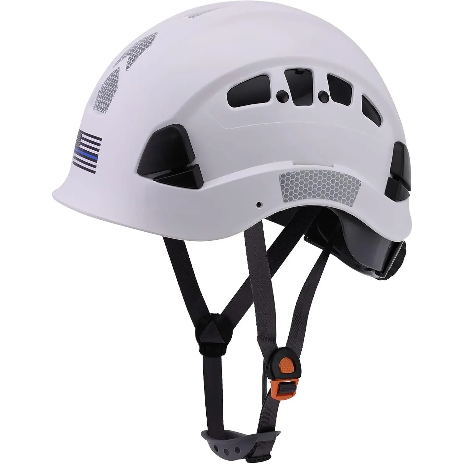 Vented Safety Helmet, High-Impact ABS Cap Style with 8 Ventilation Ports and Adjustable Ratchet, Fits 20.5 to 25 inches for All Seasons Sports & Outdoor Use, Construction, Hard Hat, Reflective Strips, Forestry