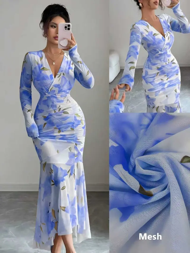 princess polly baby blue dress Green Blue Ombre Zardosi Fish Cut Draped Gown