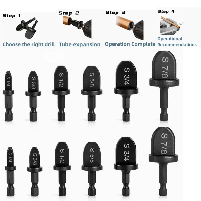 12-piece HVAC maintenance tool kit, air conditioning pipe expansion tool, manual pipe crimping tool, suitable for kitchens, living rooms and bedrooms, with expansion drill bit for flexible copper pipe (1/4 inch to 7/8 inch) crimping drill bit tool.