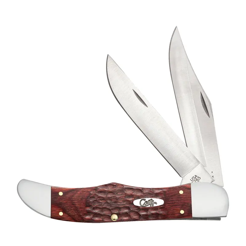 Case Jigged Dymalux Rosewood 2 Blade Folding Hunter with Leather Sheath - Model 189