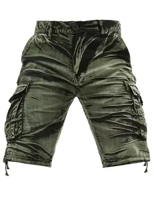 1 piece plus-size men’s outdoor pure cotton tie-dye multi-pocket cargo shorts