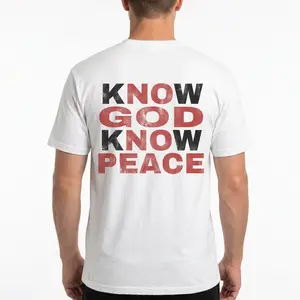Know God Know Peace Graphic T-Shirt Faith-Based Inspirational Quote Tee Religious Casual Wear for Women Crewneck Cotton Unisex Cut