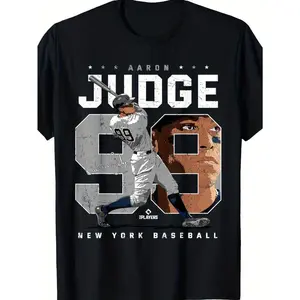 Aaron Judge New York Baseball Graphic T-Shirt for Men & Boys  Casual, Comfortable Cotton, Short Sleeve, Round Neck, Ideal Gift, Summer Streetwear Essential, 180g, Gift for Baseball FansSporty LookCotton Fabric' Menswear Tops gym shirts  Baseball  Shir