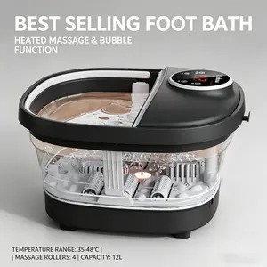 Space Saving Foldable Foot Spa with Heat, Bubble & Roller Massage - Portable Foot Bath for Small Apartments & Easy Storage