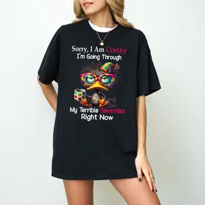 Funny Cranky Duck T Shirt – Terrible Seventies 70th Birthday Gift, Vintage Funny Graphic Tee, Unisex Sweatshirt Hoodie, Unisex Sweater Pullover Tee