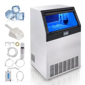 TikTokShopBlackFridayVEVOR Commercial Ice Maker, 265lbs/24H, Ice Maker Machine, 126 Ice Cubes in 12-15 Minutes, Freestanding Cabinet Ice Maker with 88lbs Storage Capacity LED Digital Display, for Home Office Restaurant