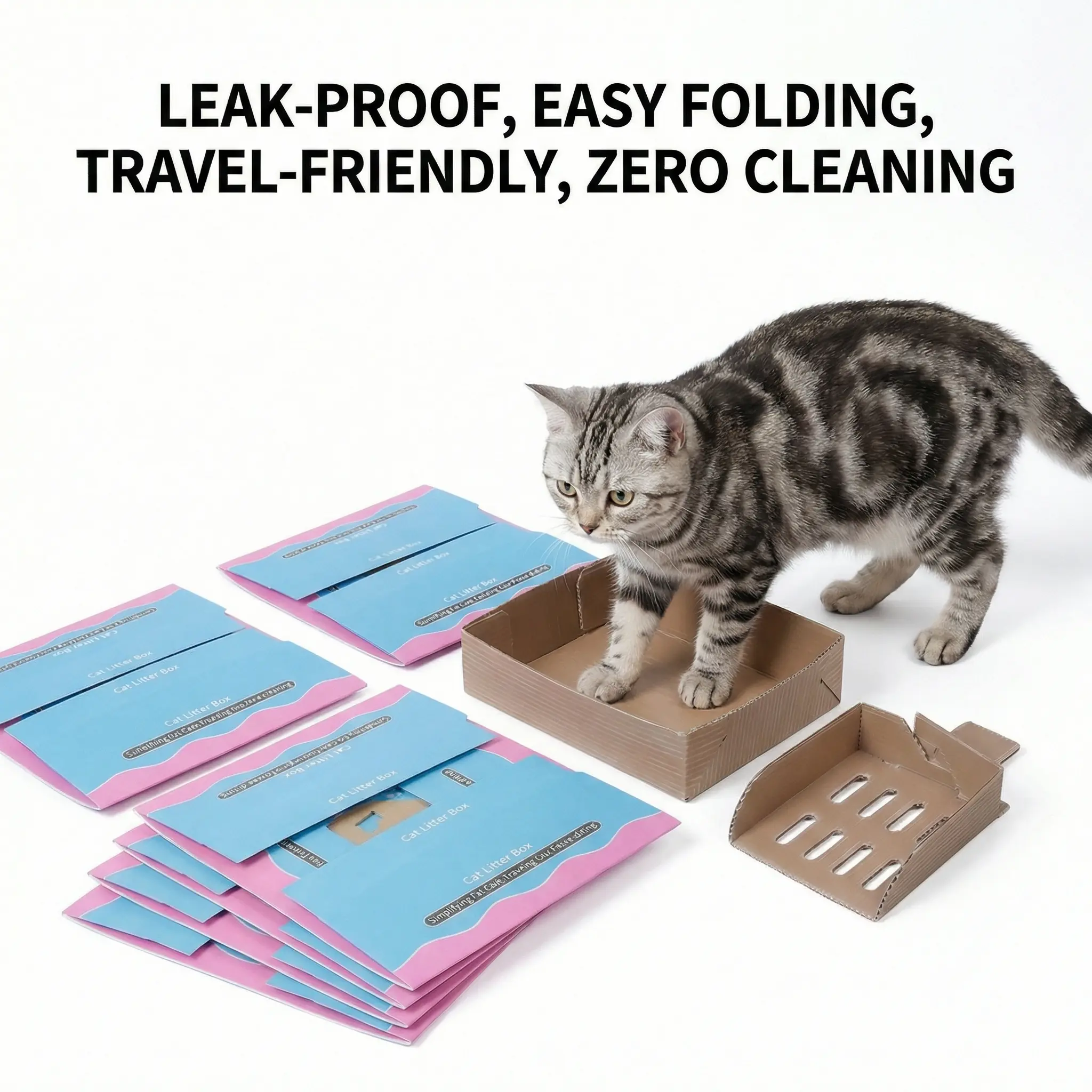Never Scrub Again: 5-Pack All-in-One Disposable Litter Box Set with Scoops