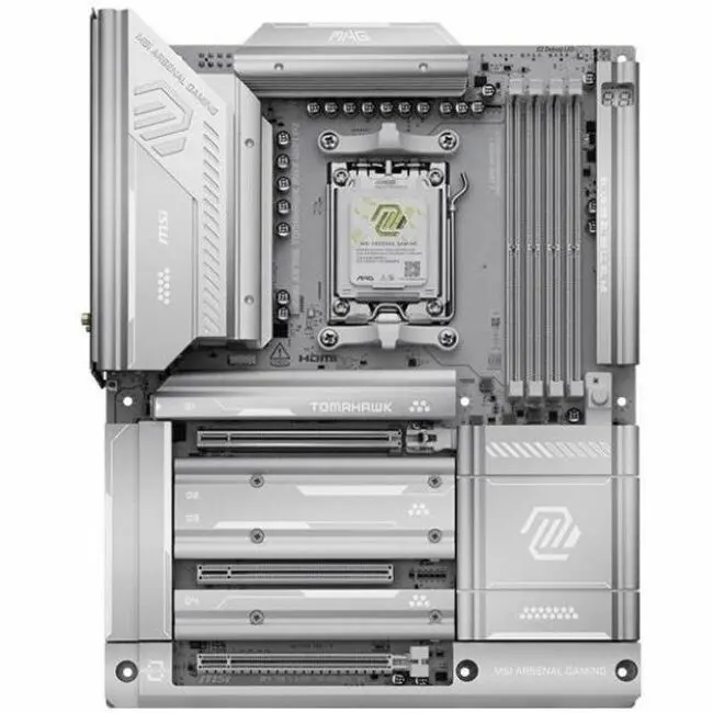 MSI MAG MAG X870E TOMAHAWK MAX WIFI PZ Gaming Desktop Motherboard AMD X870E Chipset Socket AM5 ATX Ryzen 7 Ryzen 9 Processor Supported 256 GB DDR5 SDRAM Maximum RAM DIMM UDIMM 4 x Memory Slots Gigabit Ethernet IEEE 802.11 a/b/g/n/ac/ax X870ETMAHAWKWIFPZ